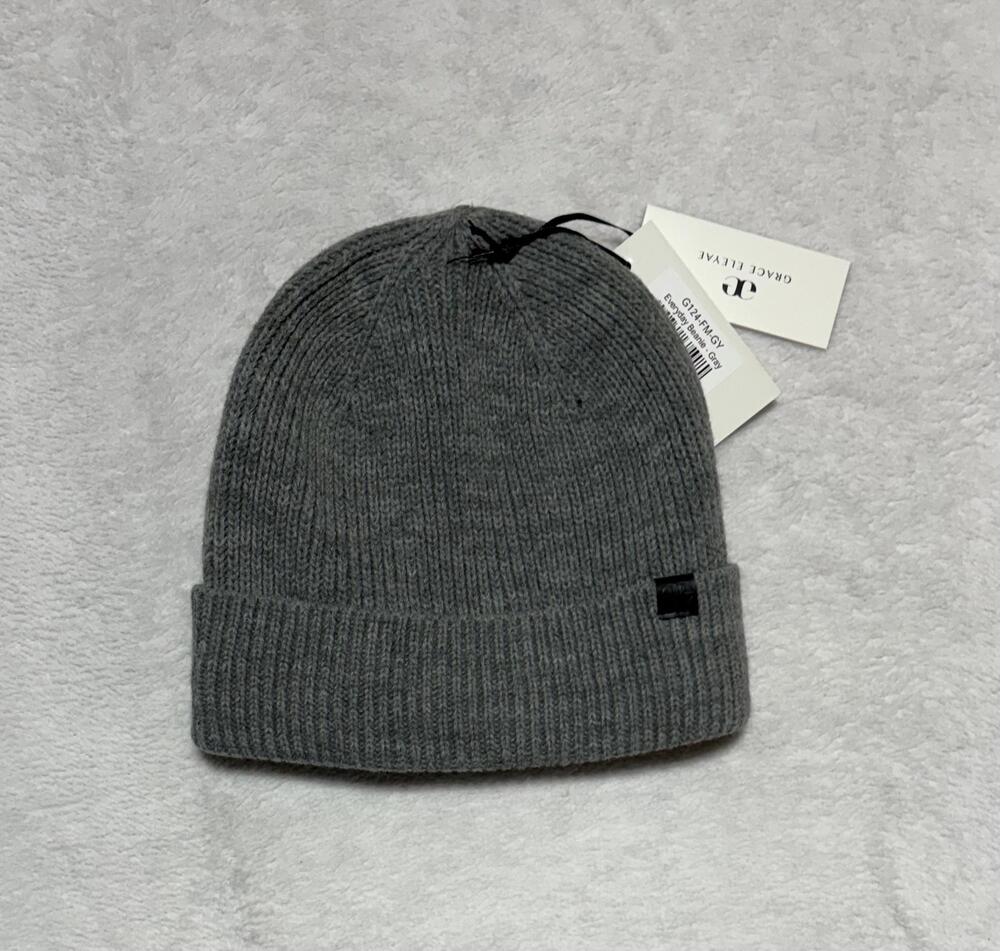 Grace Eleyae Hat Womens One Size Everyday Beanie Gray Lined Satin Stretch